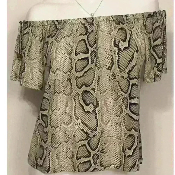 MK on/off shoulder snake print top - Picture 2 of 5